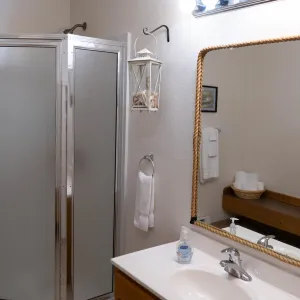 a sink and a mirror