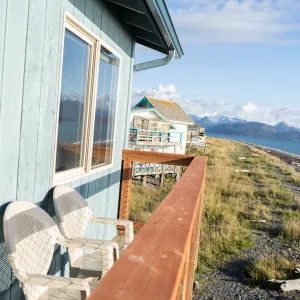 a wooden bench overlooking a body of water