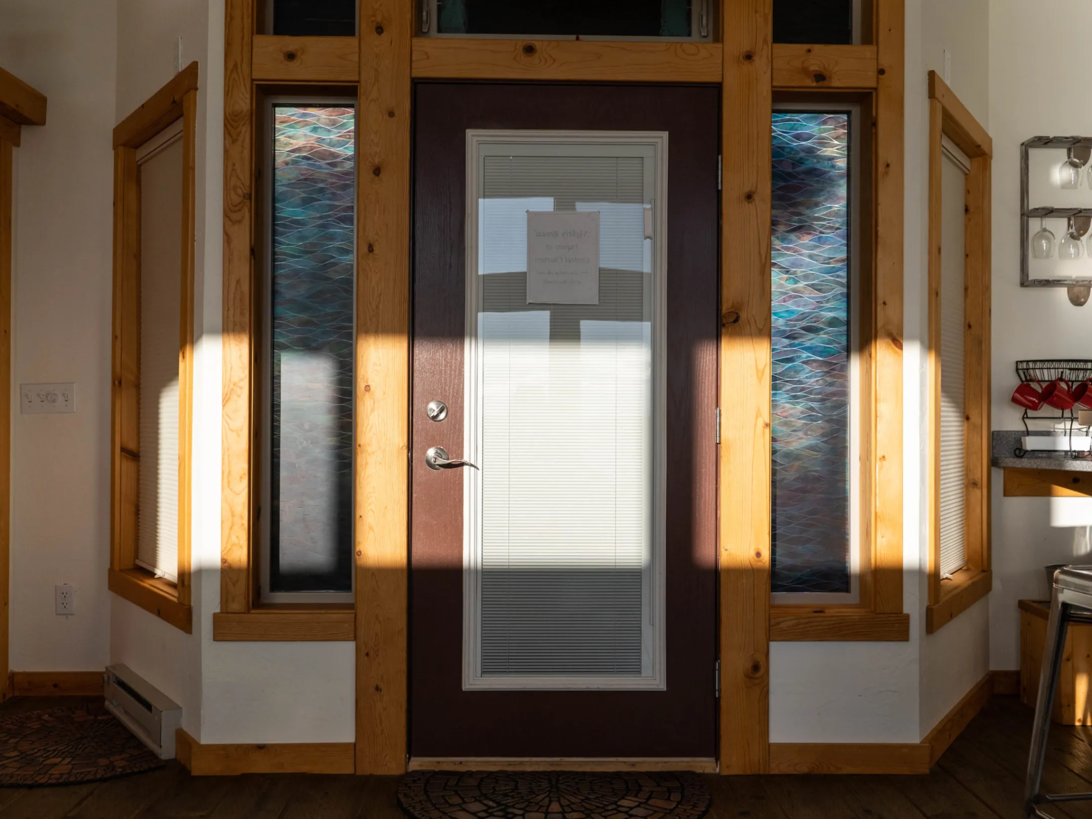 a close up of a door