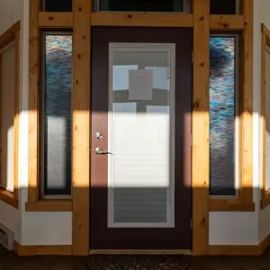 a close up of a door